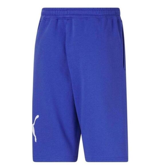 Puma Men's Big Fleece Logo 10in Shorts Royal Sapphire/Blk/Wht-Short - Picture 2 of 13